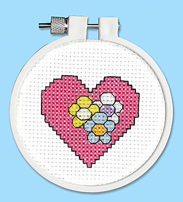 Janlynn Flower Heart 021-1753 Kid Stitch Counted Cross Stitch 11 Count